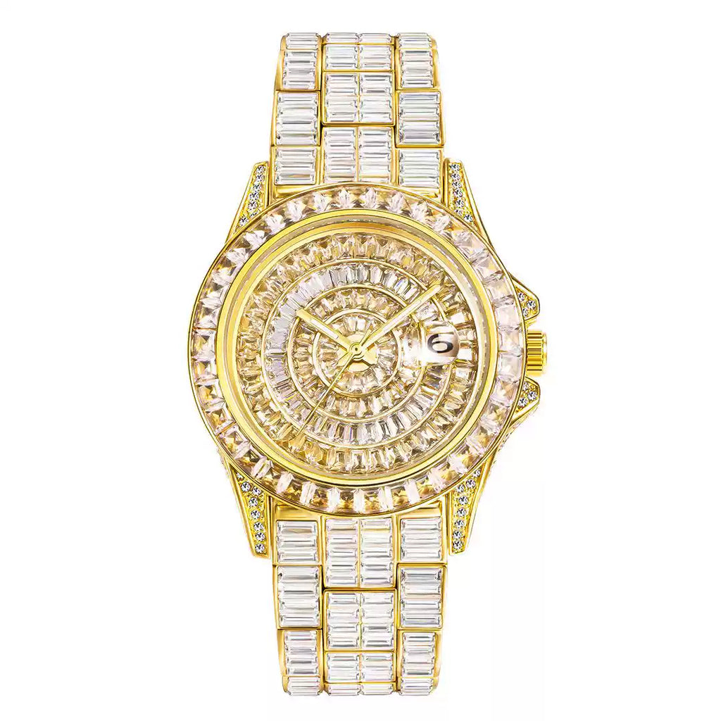 European-American hip-hop / full-iced / ultra-shiny / fully-paved “starry” style / light-luxury / trendy / high-end men’s watch