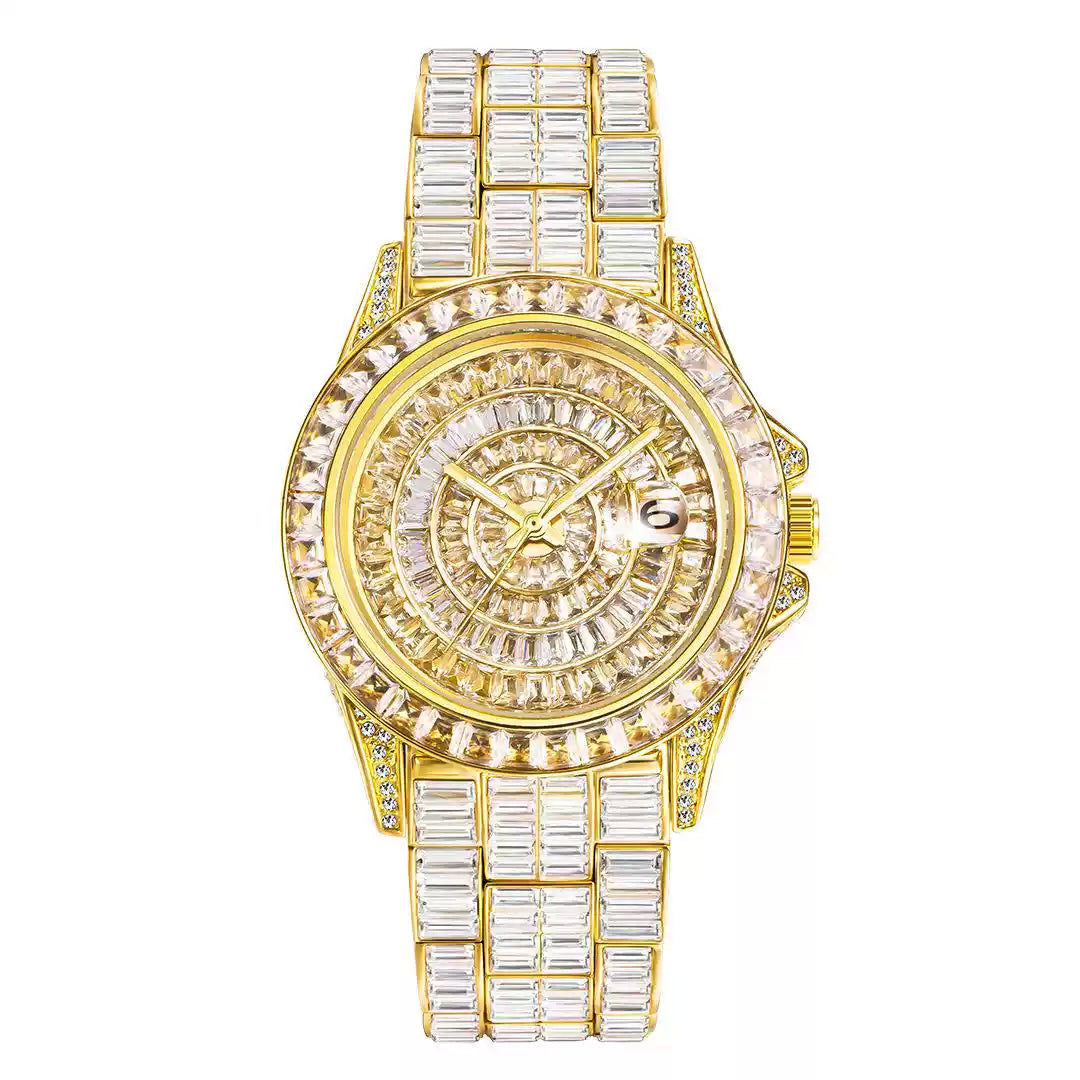 European-American hip-hop / full-iced / ultra-shiny / fully-paved “starry” style / light-luxury / trendy / high-end men’s watch