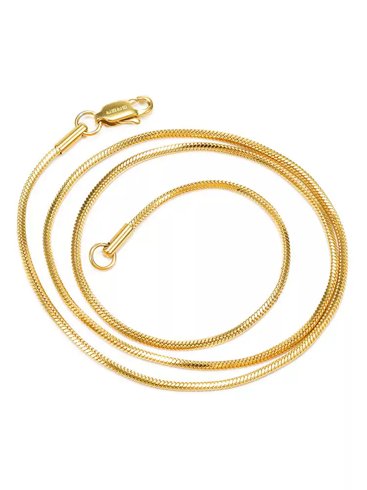 24K Gold-Plated Snake Chain Necklace for Men & Women – Hip-Hop Cuban Style Collarbone Chain, Trendy Fashion Jewelry