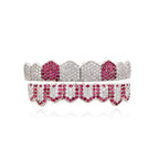 Iced Gold & Silver Grillz Set – 18K Plated Hip-Hop Tooth Caps with Box