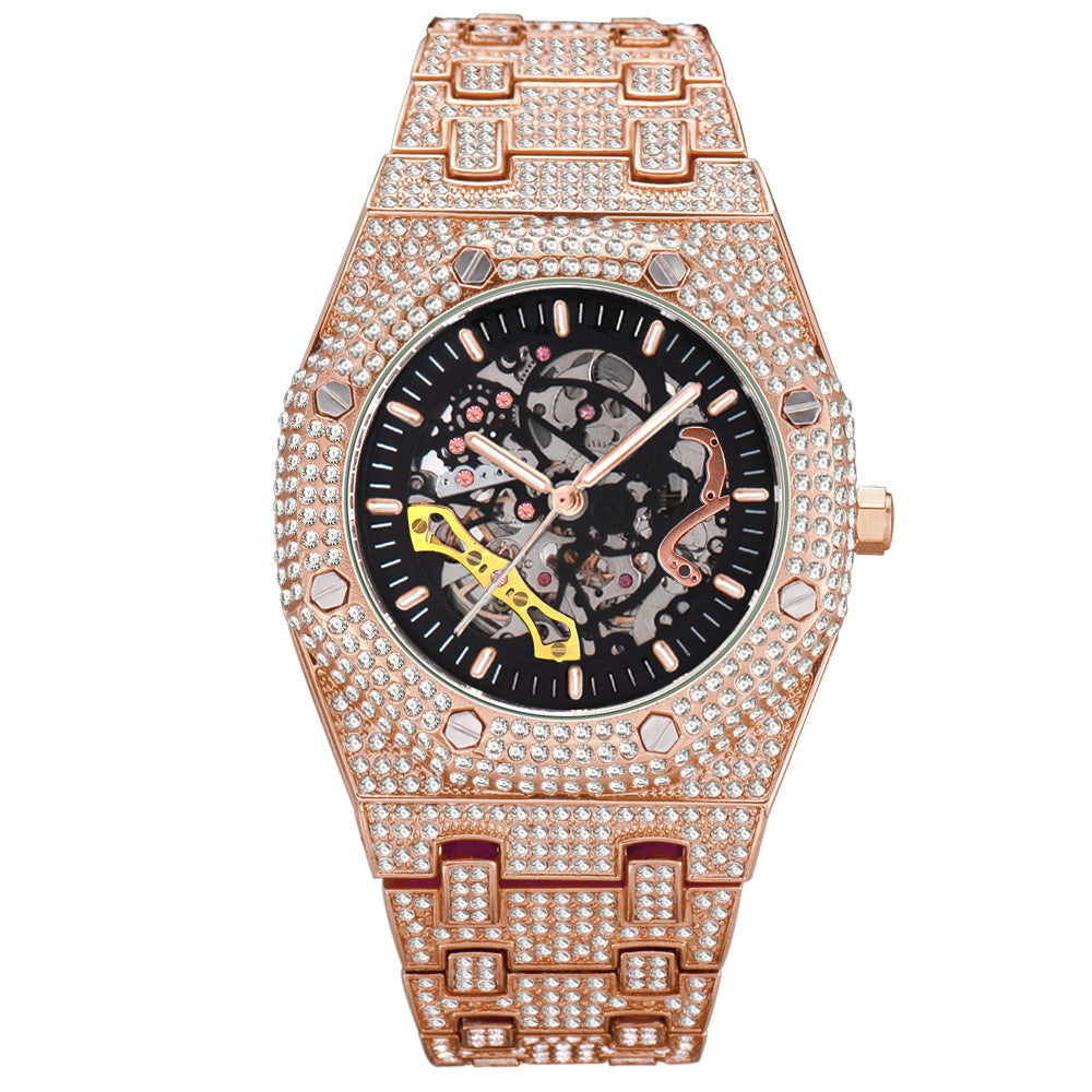 Full-Diamond / Hip-Hop Style / Luxury Trend / Waterproof / Fashion / Skeleton Mechanical Watch for Men