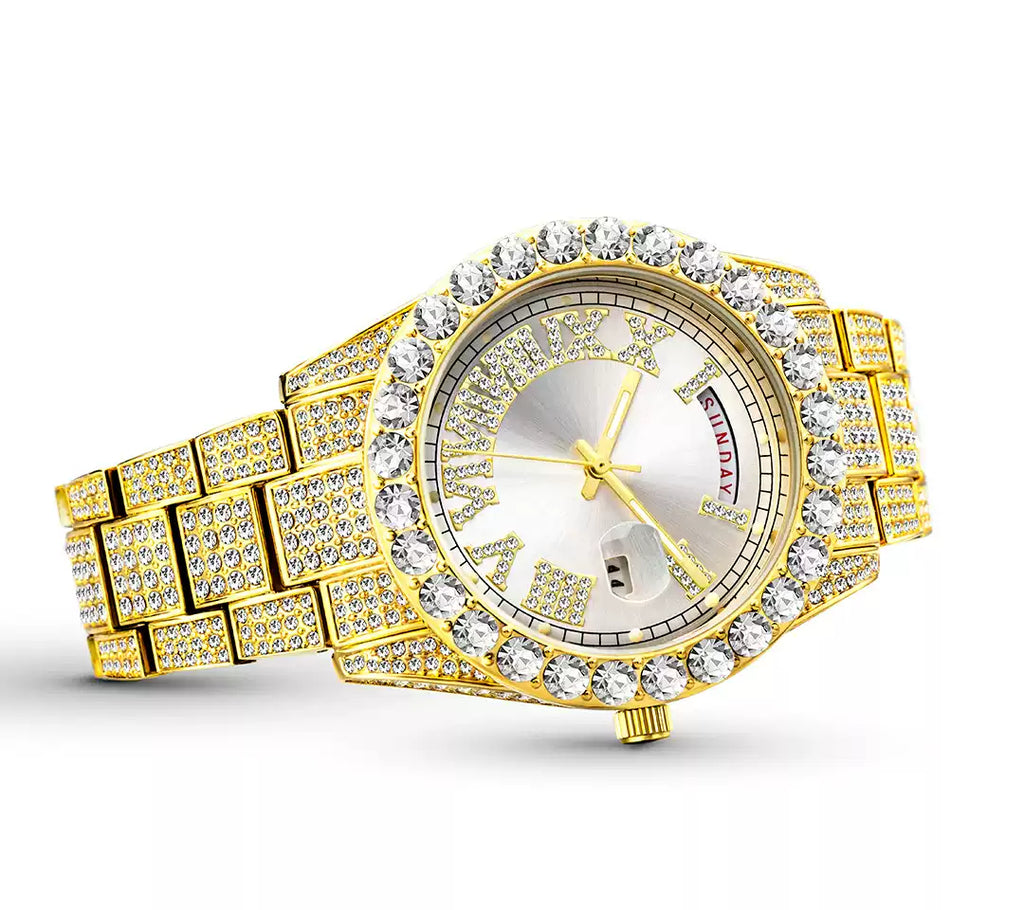 European-American / Large Dial / Full-Crystal / Waterproof / Trendy / Stylish / Fully Iced-Out Hip-Hop Men’s Watch