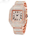 American Hip-Hop / Fully Iced-Out / Full-Diamond Look / Watch / Fashion / Waterproof / Gold Square Watch