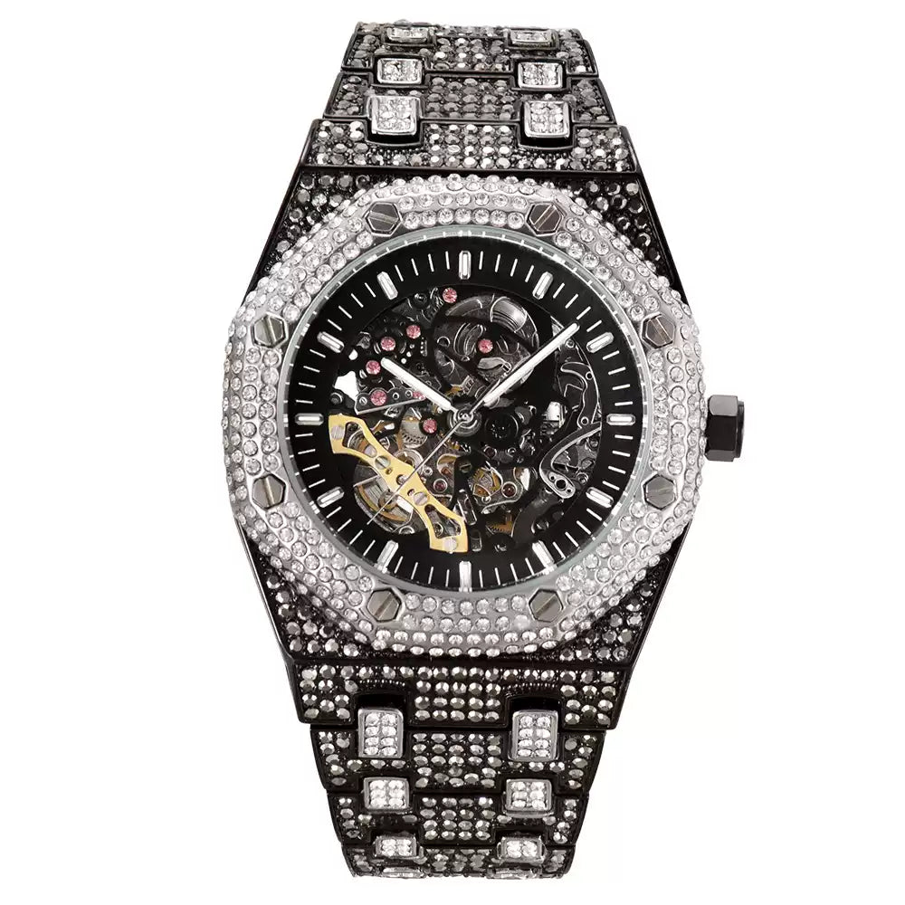Full-Diamond / Hip-Hop Style / Luxury Trend / Waterproof / Fashion / Skeleton Mechanical Watch for Men