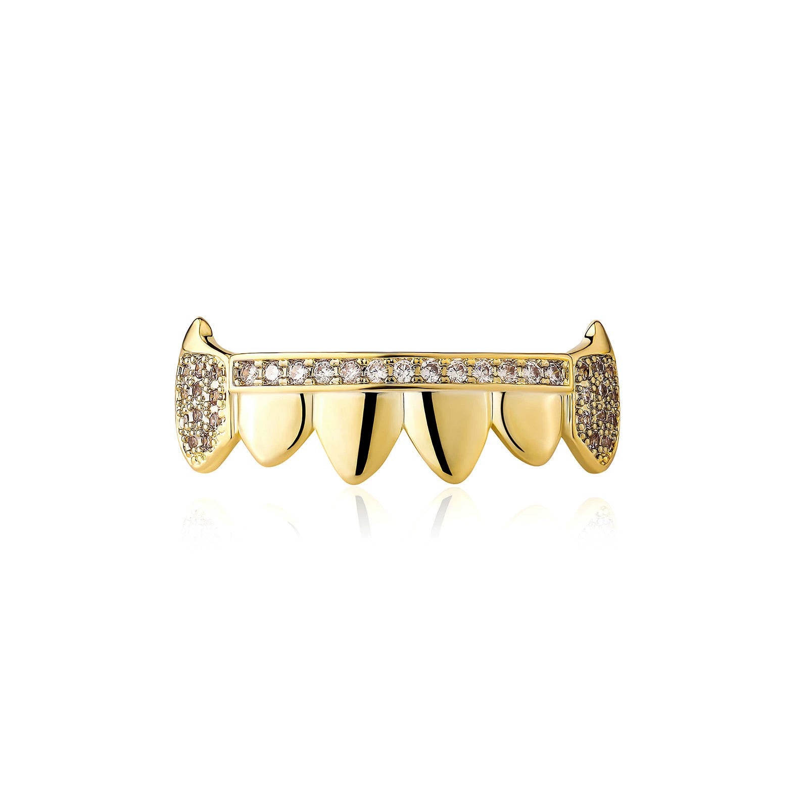 Iced Gold & Silver Grillz Set – 18K Plated Hip-Hop Tooth Caps with Box