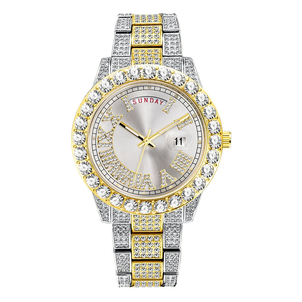 European-American / Large Dial / Full-Crystal / Waterproof / Trendy / Stylish / Fully Iced-Out Hip-Hop Men’s Watch