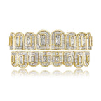 Iced Gold & Silver Grillz Set – 18K Plated Hip-Hop Tooth Caps with Box