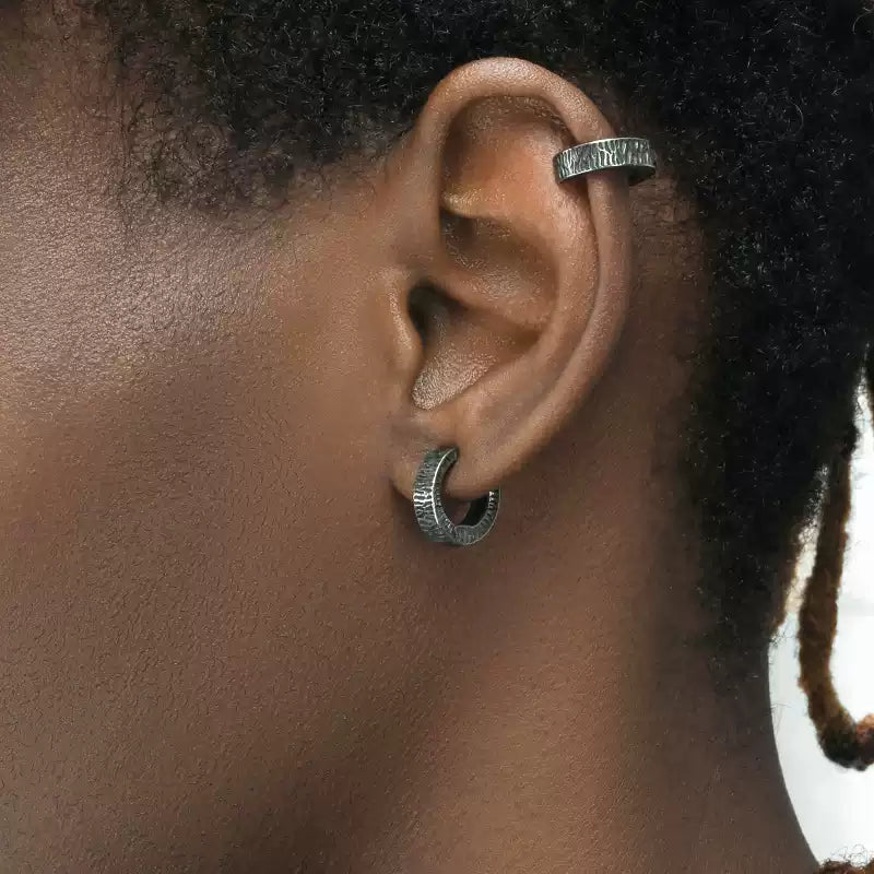 Vintage Titanium Steel Clip-On Earrings for Men & Women – Retro Non-Pierced Hoop Earcuffs, Hip-Hop Punk Style, No-Hole Ear Clips