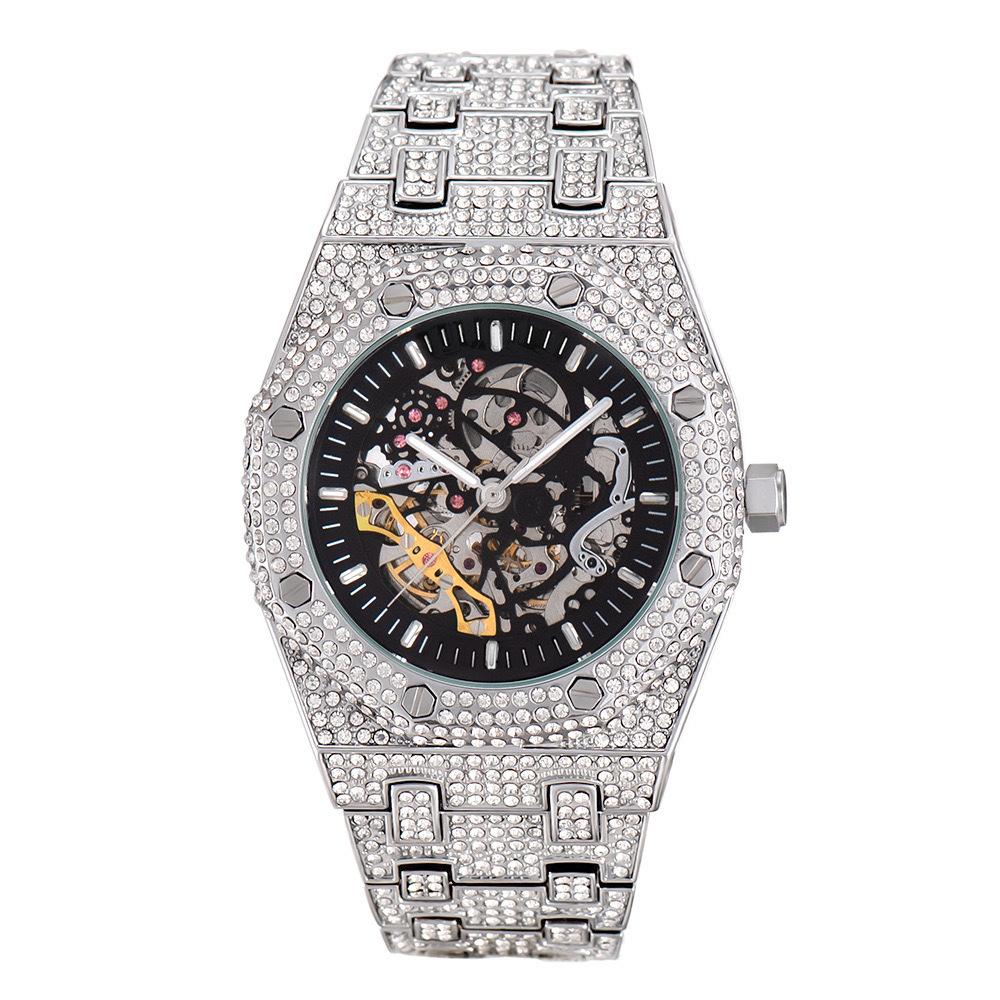 Full-Diamond / Hip-Hop Style / Luxury Trend / Waterproof / Fashion / Skeleton Mechanical Watch for Men