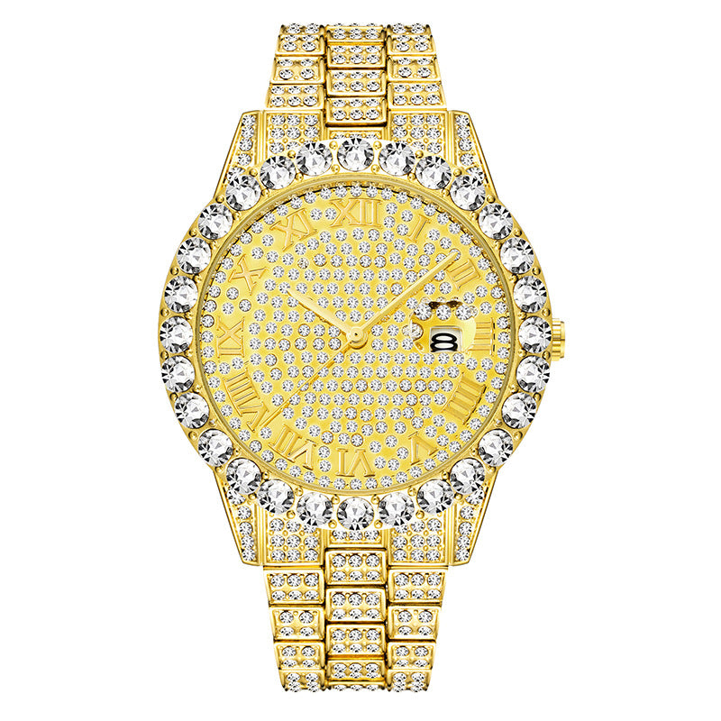 Trendy / Fashion / European & American / Ultra-Shiny / Nightclub / Full Diamond / Starry Sky / Hip-Hop Men's Watch