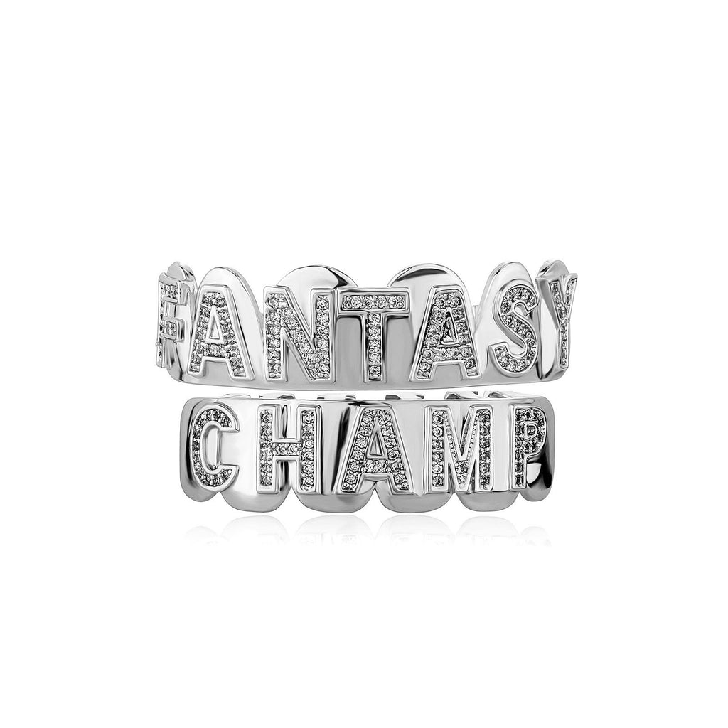 Iced Gold & Silver Grillz Set – 18K Plated Hip-Hop Tooth Caps with Box