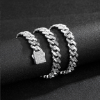 Iced Color-Block Cuban Link Chain – Emerald, Blue, Pink, White