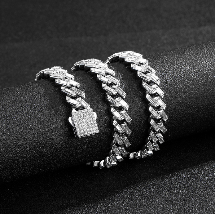 Iced Color-Block Cuban Link Chain – Emerald, Blue, Pink, White