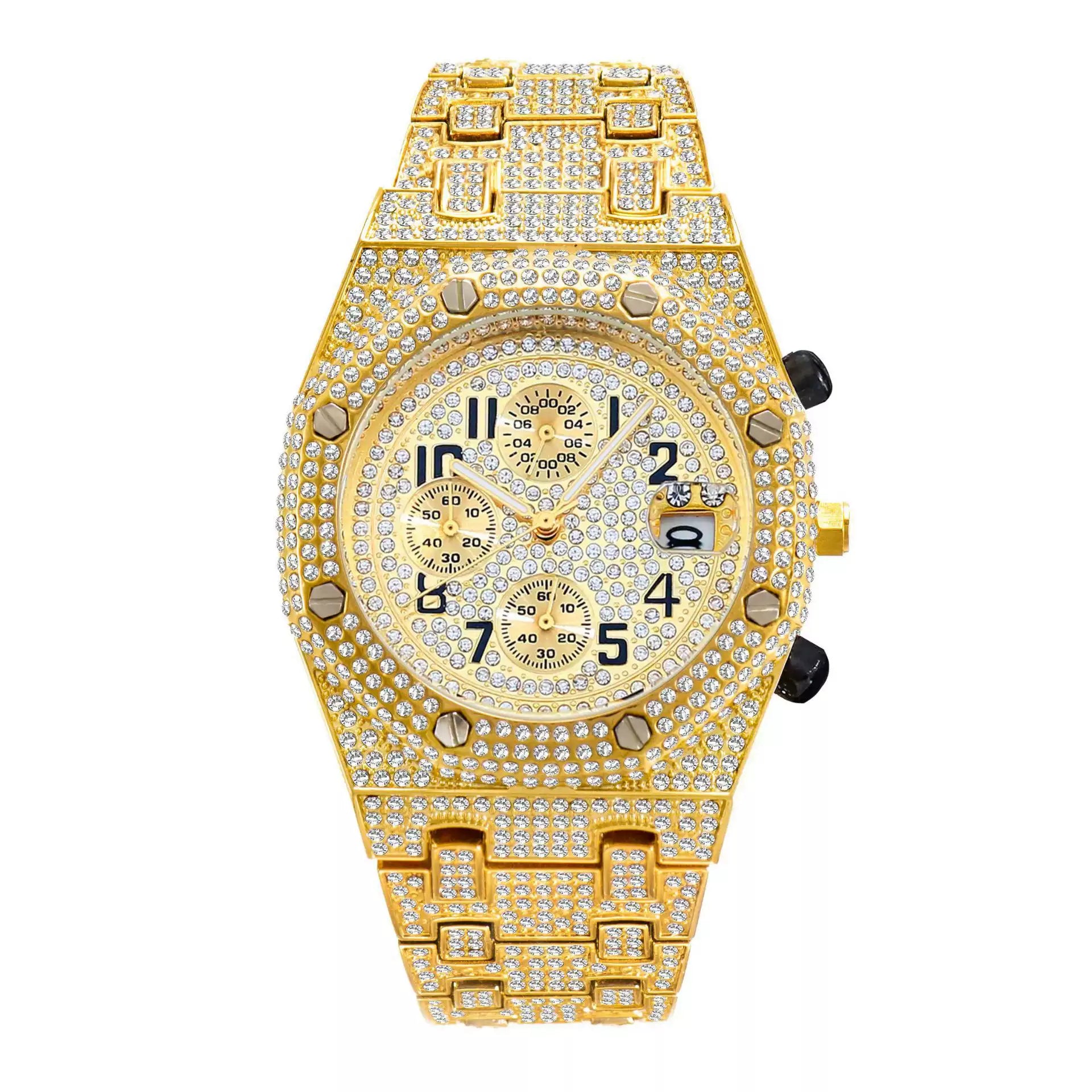 High-End Niche Trendy / New Style Fashion Personalized Watch / Hip-Hop Full Diamond Three-Eye Men's Watch