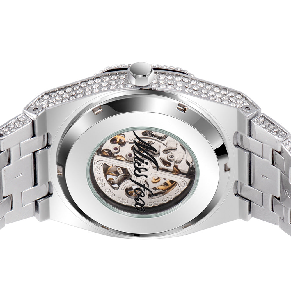 Full-Diamond / Hip-Hop Style / Luxury Trend / Waterproof / Fashion / Skeleton Mechanical Watch for Men