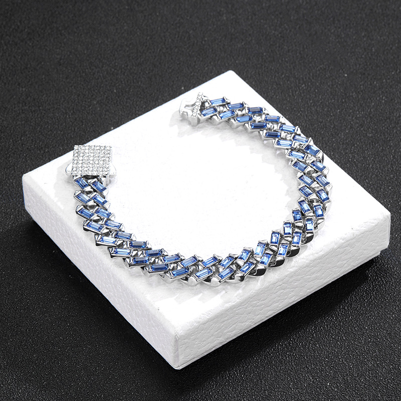 Iced Color-Block Cuban Link Chain – Emerald, Blue, Pink, White