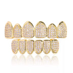 Iced Gold & Silver Grillz Set – 18K Plated Hip-Hop Tooth Caps with Box