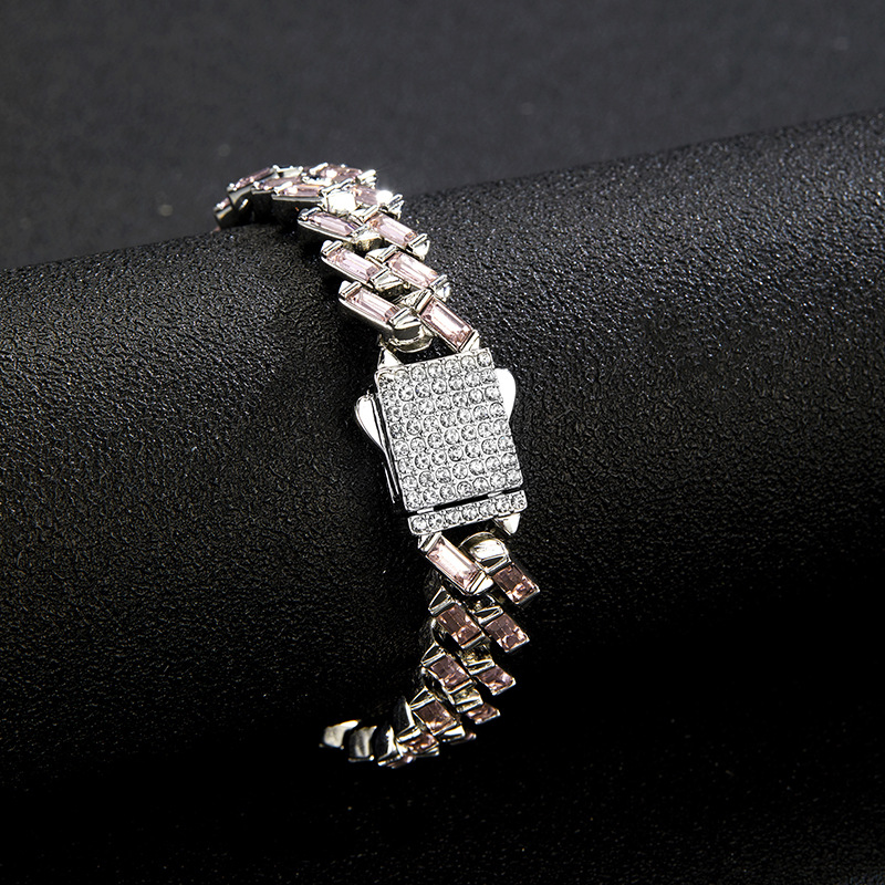 Iced Color-Block Cuban Link Chain – Emerald, Blue, Pink, White