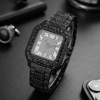 Hip-Hop Men's Watch / Chinese Trendy Fashion Bestseller Men’s Watch / Black Warrior Square Full Diamond Wristwatch for Men