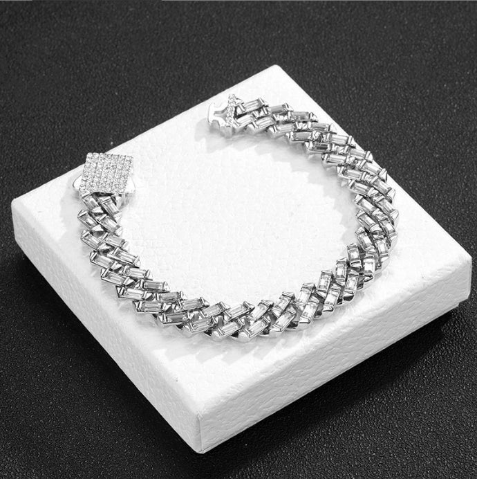 Iced Color-Block Cuban Link Chain – Emerald, Blue, Pink, White