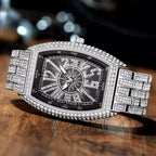 Barrel-Shaped / Fully Iced-Out / Full Pavé / Western Hip-Hop Style / Trendy / Luxury-Inspired Men’s Watch