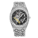 Full Diamond Hip-Hop Cuban Chain Men’s Watch / Trendy Niche High-End / Skeleton Mechanical Watch for Men