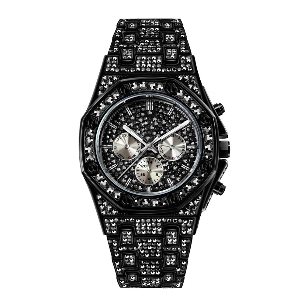 2025 New Style American Hip-Hop Watch / Starry Sky Full Diamond / Fashion Large Dial Quartz Watch for Men