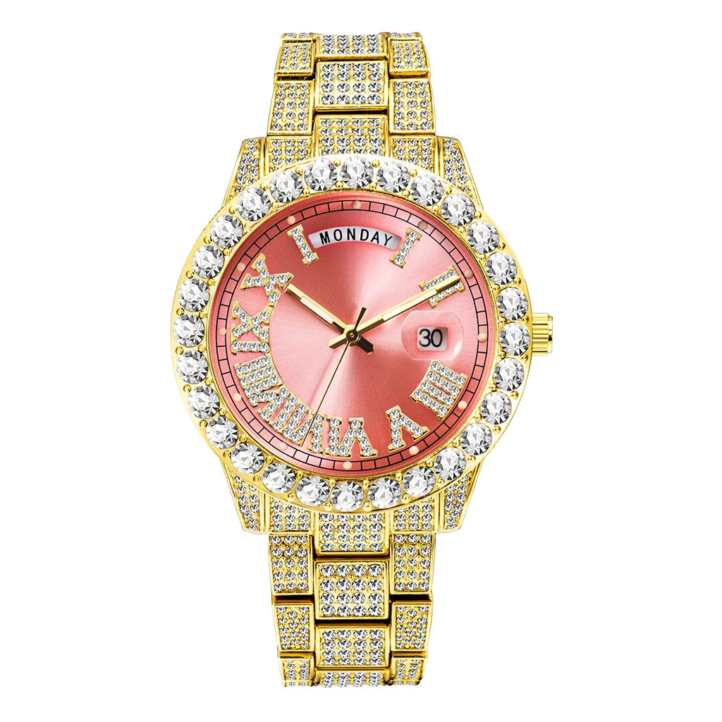 European-American / Large Dial / Full-Crystal / Waterproof / Trendy / Stylish / Fully Iced-Out Hip-Hop Men’s Watch