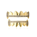 Iced Gold & Silver Grillz Set – 18K Plated Hip-Hop Tooth Caps with Box