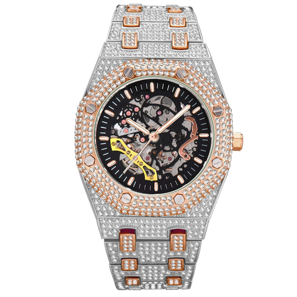 Full-Diamond / Hip-Hop Style / Luxury Trend / Waterproof / Fashion / Skeleton Mechanical Watch for Men
