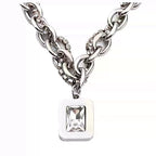 Men’s Iced-Out Titanium Steel Pendant Necklace – Hip-Hop Rapper Style, Trendy Sugar-Cut Diamond Design, High-End Streetwear Jewelry