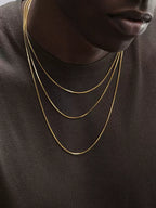 24K Gold-Plated Snake Chain Necklace for Men & Women – Hip-Hop Cuban Style Collarbone Chain, Trendy Fashion Jewelry