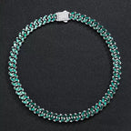 Iced Color-Block Cuban Link Chain – Emerald, Blue, Pink, White