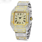 American Hip-Hop / Fully Iced-Out / Full-Diamond Look / Watch / Fashion / Waterproof / Gold Square Watch