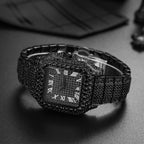 Hip-Hop Men's Watch / Chinese Trendy Fashion Bestseller Men’s Watch / Black Warrior Square Full Diamond Wristwatch for Men