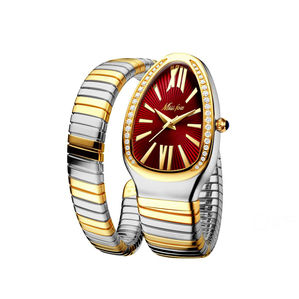 European & American / Fashion / Personalized / Bangle / Niche High-End Luxury / Diamond-Set / Creative Snake-Shaped Women's Watch