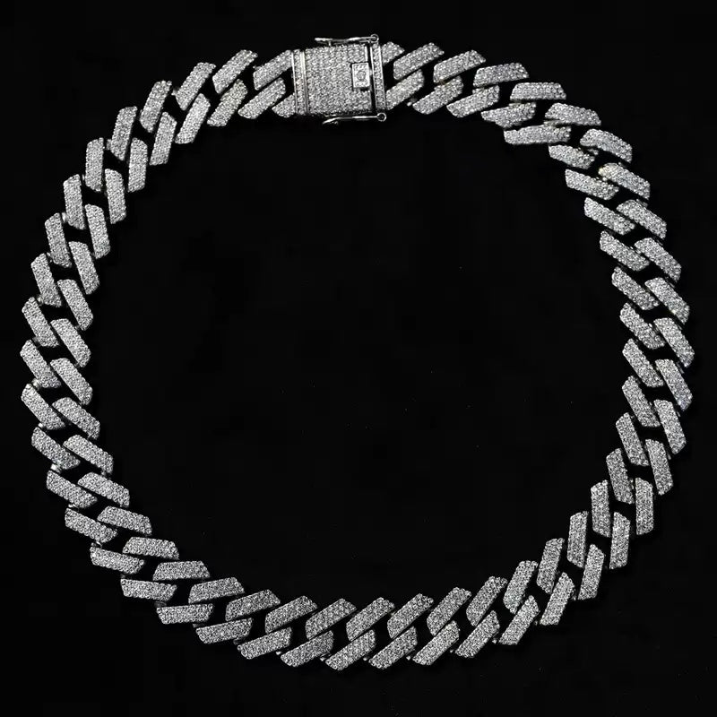 20mm Premium Iced Triple-Row Diamond Cuban Chain — Unisex Hip-Hop Choker Necklace