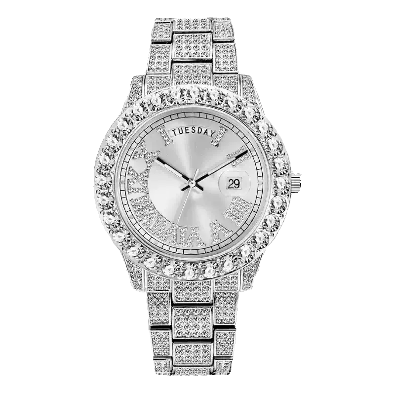 European-American / Large Dial / Full-Crystal / Waterproof / Trendy / Stylish / Fully Iced-Out Hip-Hop Men’s Watch