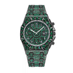Full Diamond / European & American Hip-Hop / Starry Sky / Wristwatch / Fashion Trendy / Waterproof / Green Diamond Watch