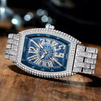 Barrel-Shaped / Fully Iced-Out / Full Pavé / Western Hip-Hop Style / Trendy / Luxury-Inspired Men’s Watch