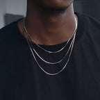 S925 Sterling Silver Snake Chain Necklace, Platinum-Plated Thin Serpentine Chain, Unisex Silver Collarbone Necklace, Trendy Minimalist Jewelry for Men & Women
