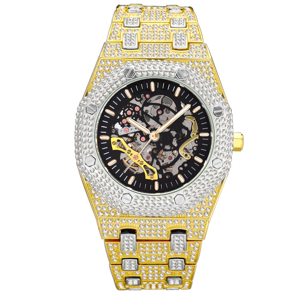 Full-Diamond / Hip-Hop Style / Luxury Trend / Waterproof / Fashion / Skeleton Mechanical Watch for Men