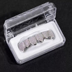 Iced Gold & Silver Grillz Set – 18K Plated Hip-Hop Tooth Caps with Box