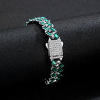 Iced Color-Block Cuban Link Chain – Emerald, Blue, Pink, White