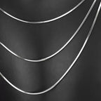 S925 Sterling Silver Snake Chain Necklace, Platinum-Plated Thin Serpentine Chain, Unisex Silver Collarbone Necklace, Trendy Minimalist Jewelry for Men & Women