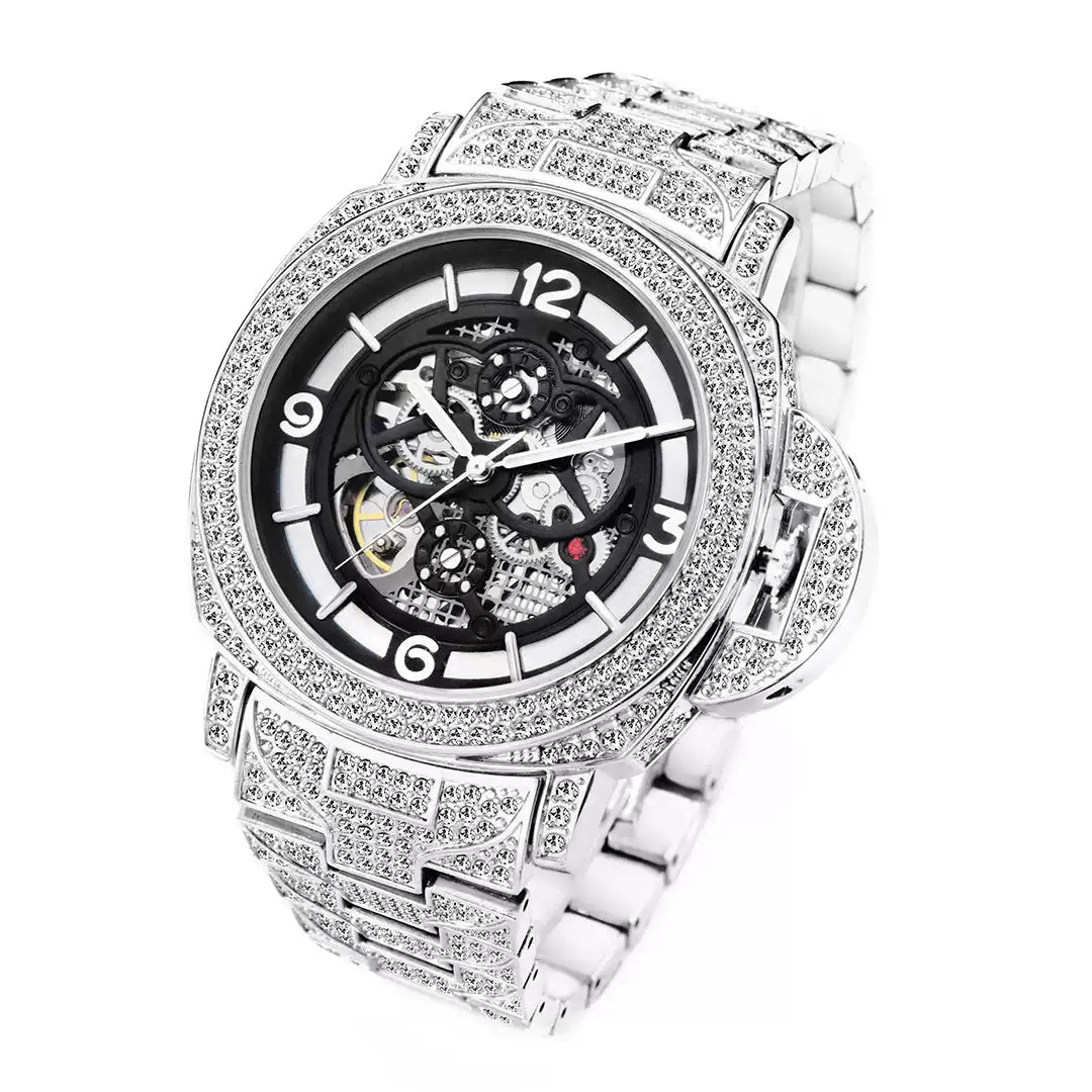 European & American Hip-Hop / Full Diamond / Trendy / Waterproof / Fashion / Skeleton / Transparent Mechanical Men's Watch