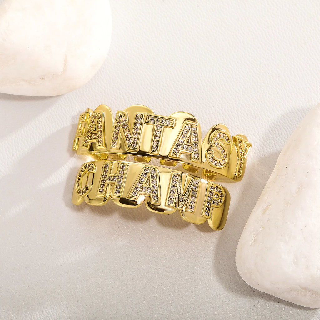 Iced Gold & Silver Grillz Set – 18K Plated Hip-Hop Tooth Caps with Box