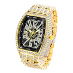 Barrel-Shaped / Fully Iced-Out / Full Pavé / Western Hip-Hop Style / Trendy / Luxury-Inspired Men’s Watch
