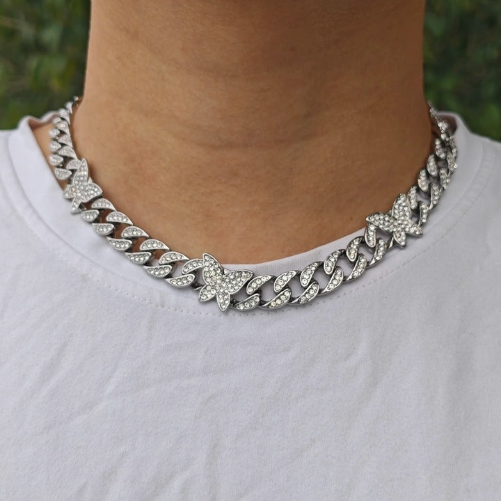 Iced Butterfly Cuban Link – Statement Chain Necklace or Bracelet