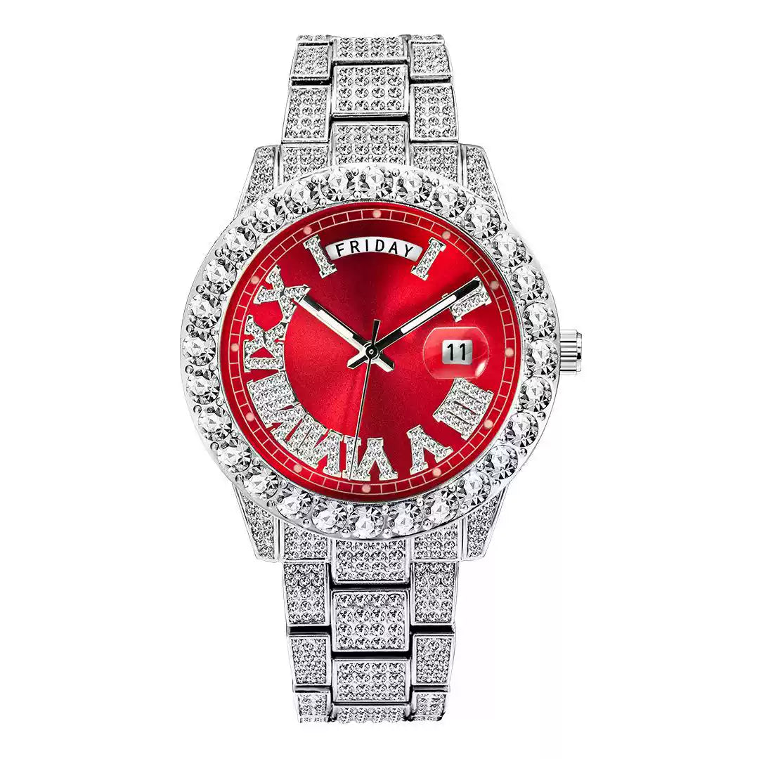 European-American / Large Dial / Full-Crystal / Waterproof / Trendy / Stylish / Fully Iced-Out Hip-Hop Men’s Watch